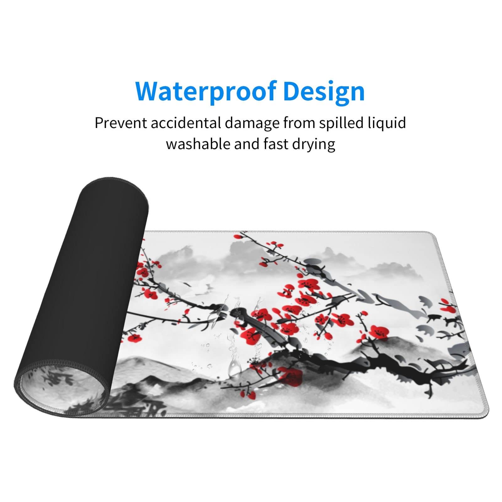 White Ukiyo-e Style Sports Car Large Gaming Mouse Pad Desktop Mat 31.5x11.8 Inch - Non-Slip Rubber Base - for Gamers - Perfect for Gamers & PC Enthusiasts - Flex Gamingproduct_type