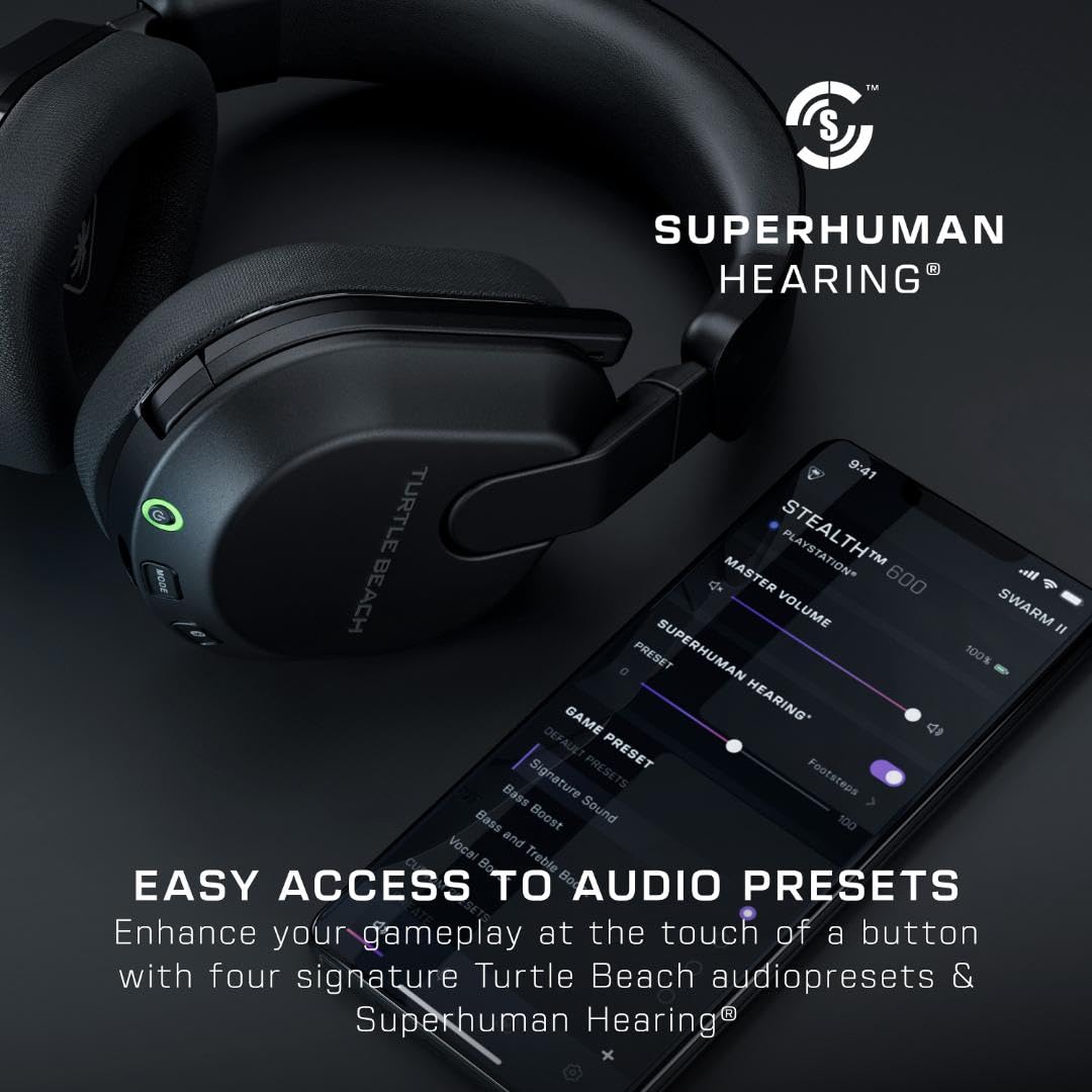 Turtle Beach Stealth 700 Wireless Multiplatform Gaming Headset for PS5 & PC | PlayStation, PS4, Bluetooth, 60mm Dual Drivers, 80-Hr Battery, Noise-Cancelling Flip-to-Mute Mic, Dual Transmitters, Black - Flex Gamingproduct_type
