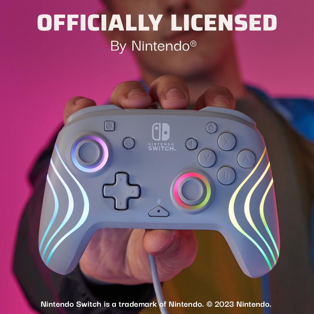 PDP Afterglow Wave Wireless RGB Gaming Controller for Nintendo Switch 2 | Nintendo Switch Lite, OLED, RGB LED Lighting, App Customization, Rechargeable 20-Hr Battery, 2 Mappable Back Buttons, White - Flex Gamingproduct_type