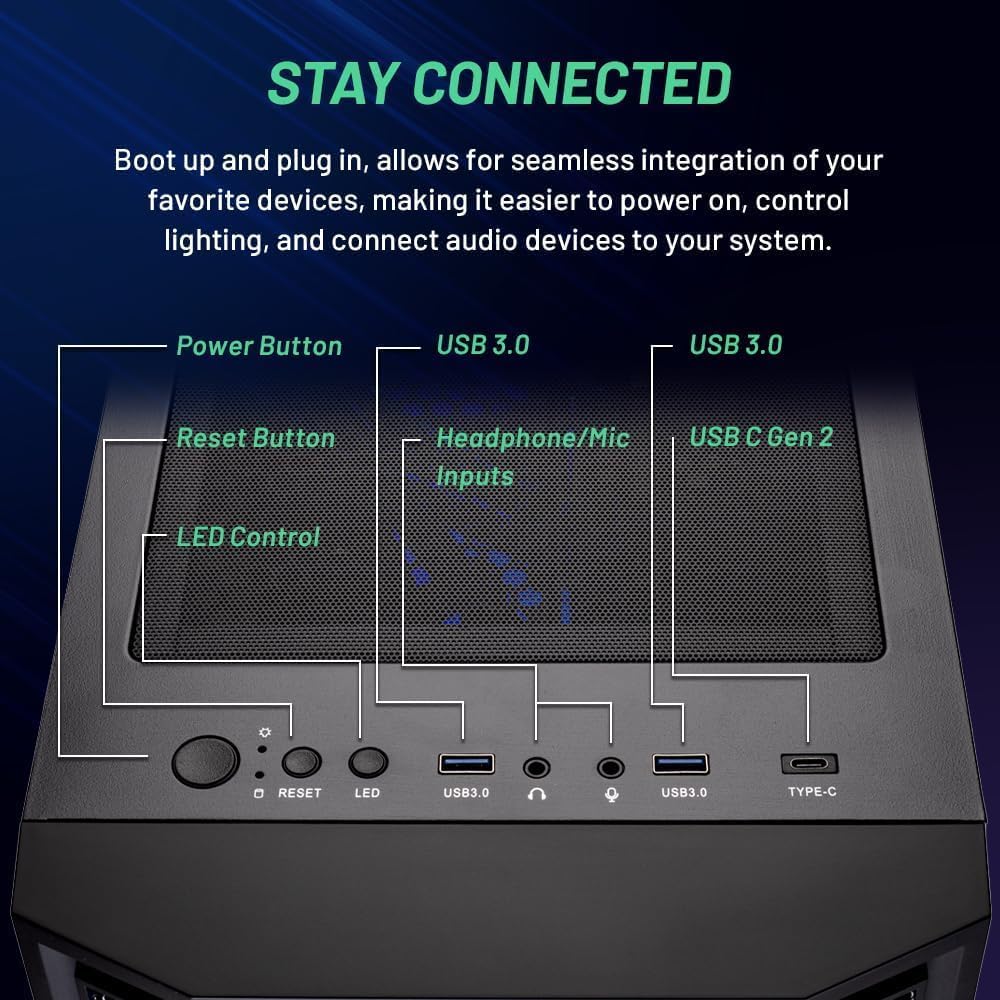 Skytech Gaming Archangel 5 Gaming PC, AMD Ryzen 7 7700 3.8GHz, NVIDIA RTX 5060, 1TB NVMe SSD, 32GB DDR5 RAM 6000, 750W Gold PSU, Wi-Fi, Win 11, Desktop
