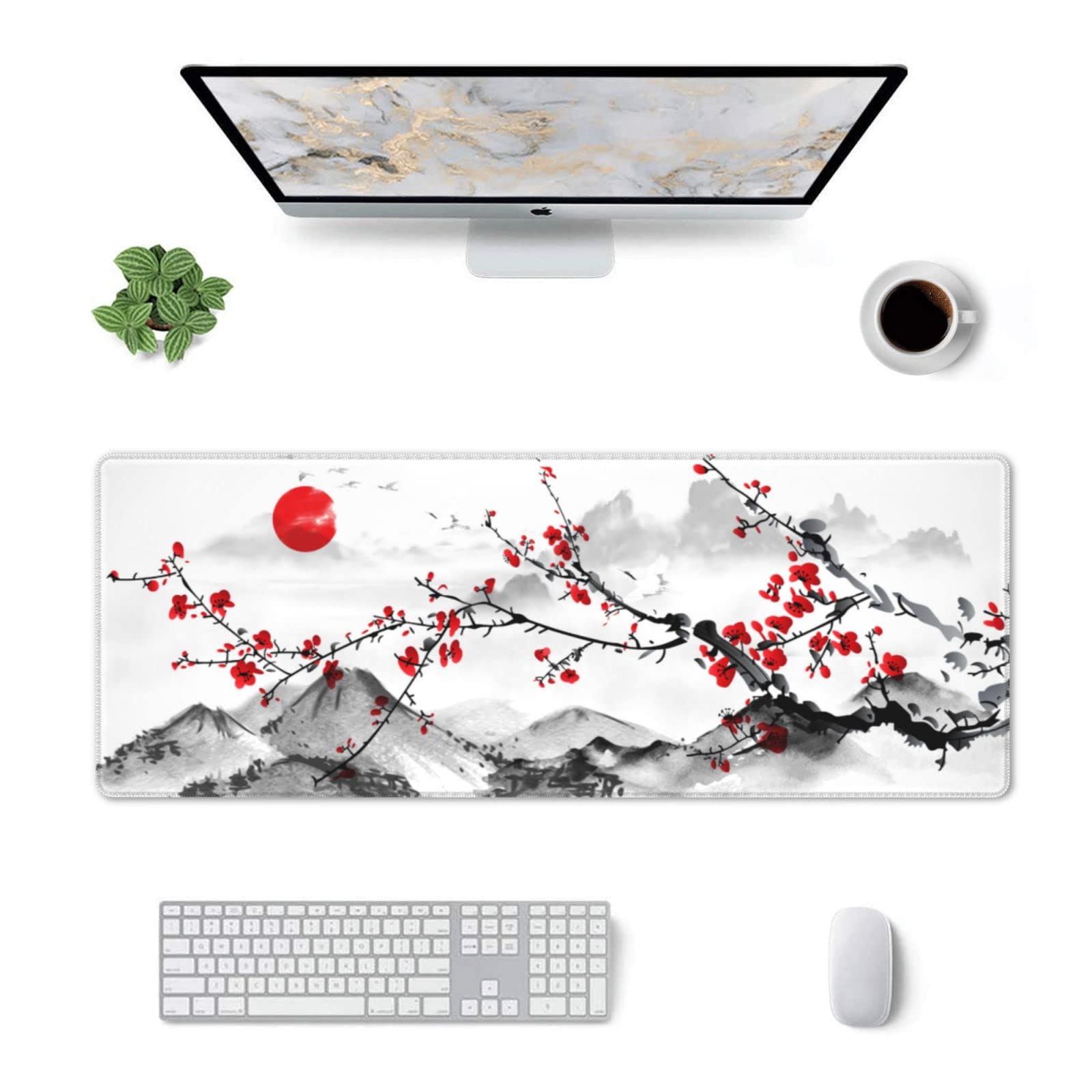 White Ukiyo-e Style Sports Car Large Gaming Mouse Pad Desktop Mat 31.5x11.8 Inch - Non-Slip Rubber Base - for Gamers - Perfect for Gamers & PC Enthusiasts - Flex Gamingproduct_type