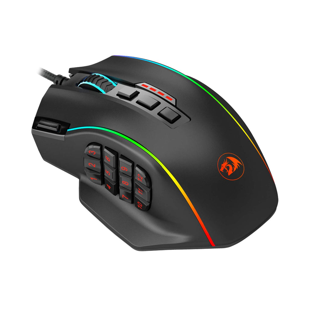 Redragon Gaming Mouse, MMO Mouse Gaming UP 12400 DPI, 19 Macro Programmable Buttons, RGB Mouse with 12 Side Buttons, 8 * 2.4g Weight Tuning for PC Laptop MOBA FPS, M901K, Black - Flex Gamingproduct_type