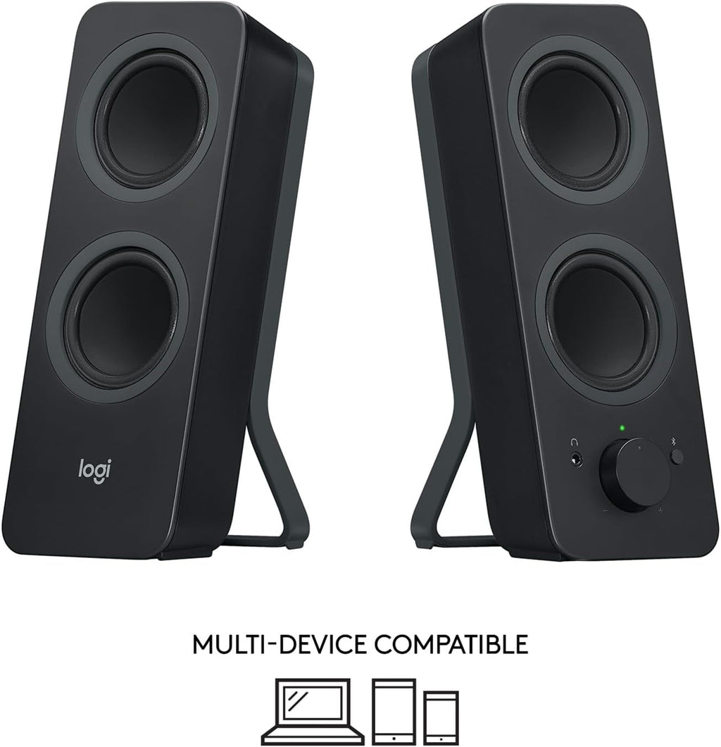 Logitech Z207 2.0 Stereo Computer Speakers with Bluetooth | 10 Watts peak power, active drivers with passive radiators, 3.5 mm input and headphone jack, ideal for PC setups