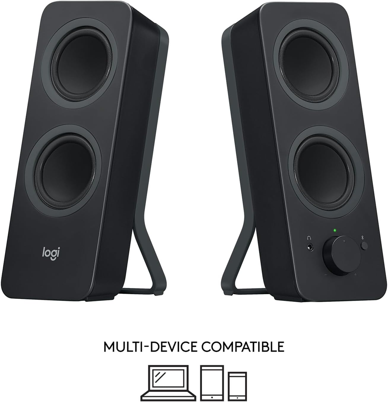 Logitech Z207 2.0 Stereo Computer Speakers with Bluetooth | 10 Watts peak power, active drivers with passive radiators, 3.5 mm input and headphone jack, ideal for PC setups