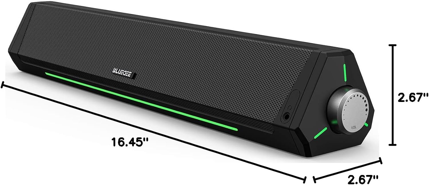 BLUEDEE Computer Speakers for Desktop PC, Computer Sound bar, HiFi Stereo Speakers for Computer Desktop, Bluetooth 5.0 and 3.5mm Aux-in PC Soundbar, USB/USB C Powered Gaming Speakers for pc, Laptop - Flex Gamingproduct_type