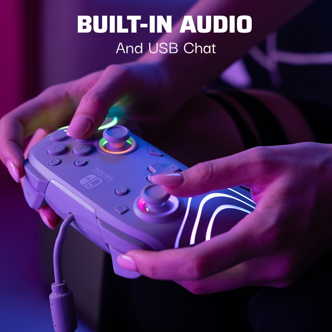 PDP Afterglow Wave Wireless RGB Gaming Controller for Nintendo Switch 2 | Nintendo Switch Lite, OLED, RGB LED Lighting, App Customization, Rechargeable 20-Hr Battery, 2 Mappable Back Buttons, White - Flex Gamingproduct_type