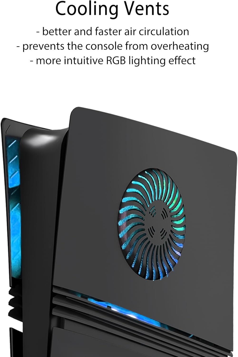 Cover Plates for PS5 Pro Digital Edition with RGB Light Strip and Dust Filter with Cooling Vents DOBEWINGDELOU 400+ Effects LED Light Ring Console Face Plate Cover DIY Decoration Kit Accessorie Black - Flex Gamingproduct_type