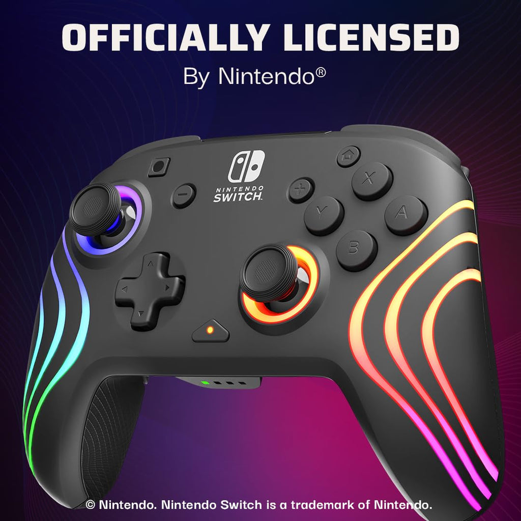 PDP Afterglow Wave Wireless RGB Gaming Controller for Nintendo Switch 2 | Nintendo Switch Lite, OLED, RGB LED Lighting, App Customization, Rechargeable 20-Hr Battery, 2 Mappable Back Buttons, White - Flex Gamingproduct_type