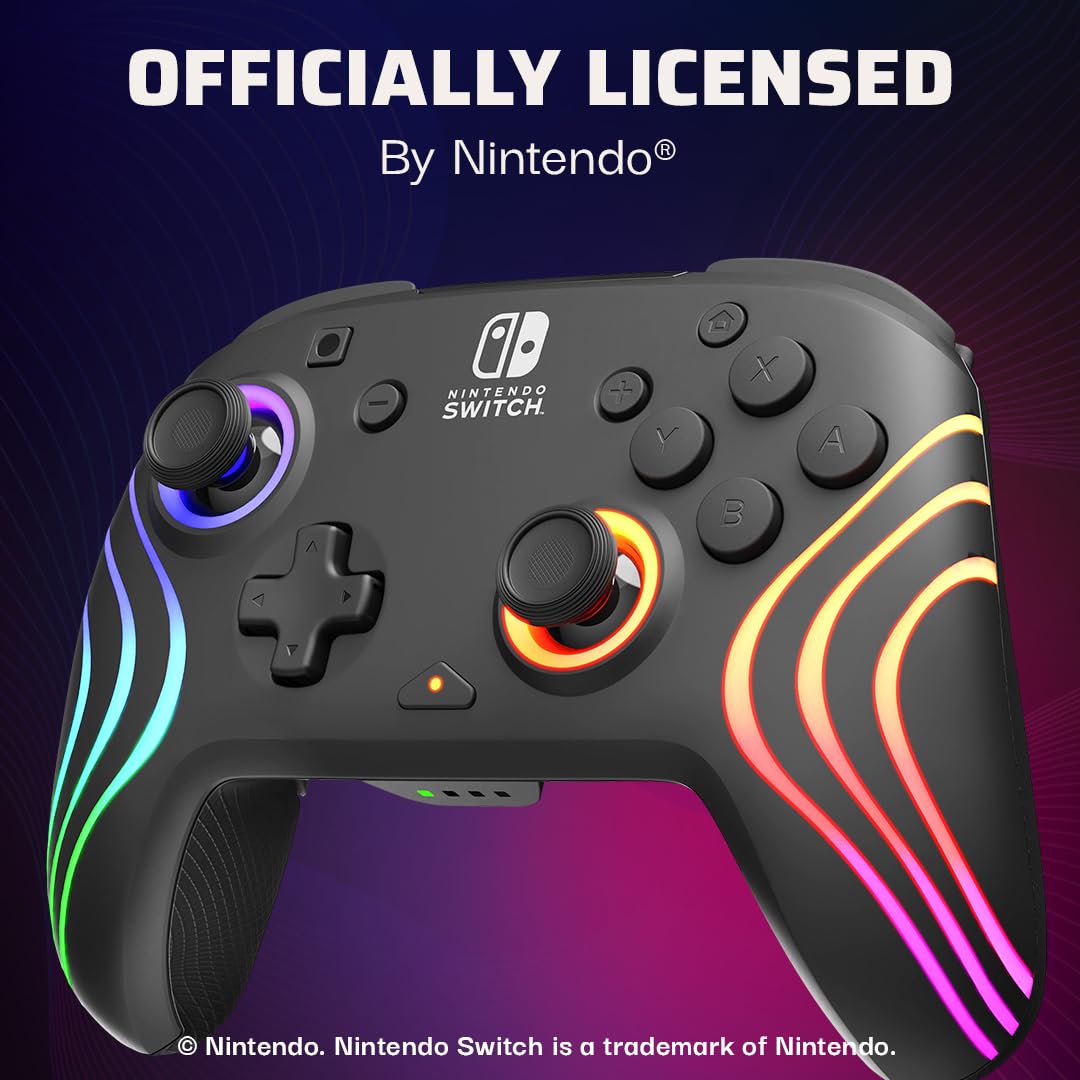 PDP Afterglow Wave Wireless RGB Gaming Controller for Nintendo Switch 2 | Nintendo Switch Lite, OLED, RGB LED Lighting, App Customization, Rechargeable 20-Hr Battery, 2 Mappable Back Buttons, White - Flex Gamingproduct_type