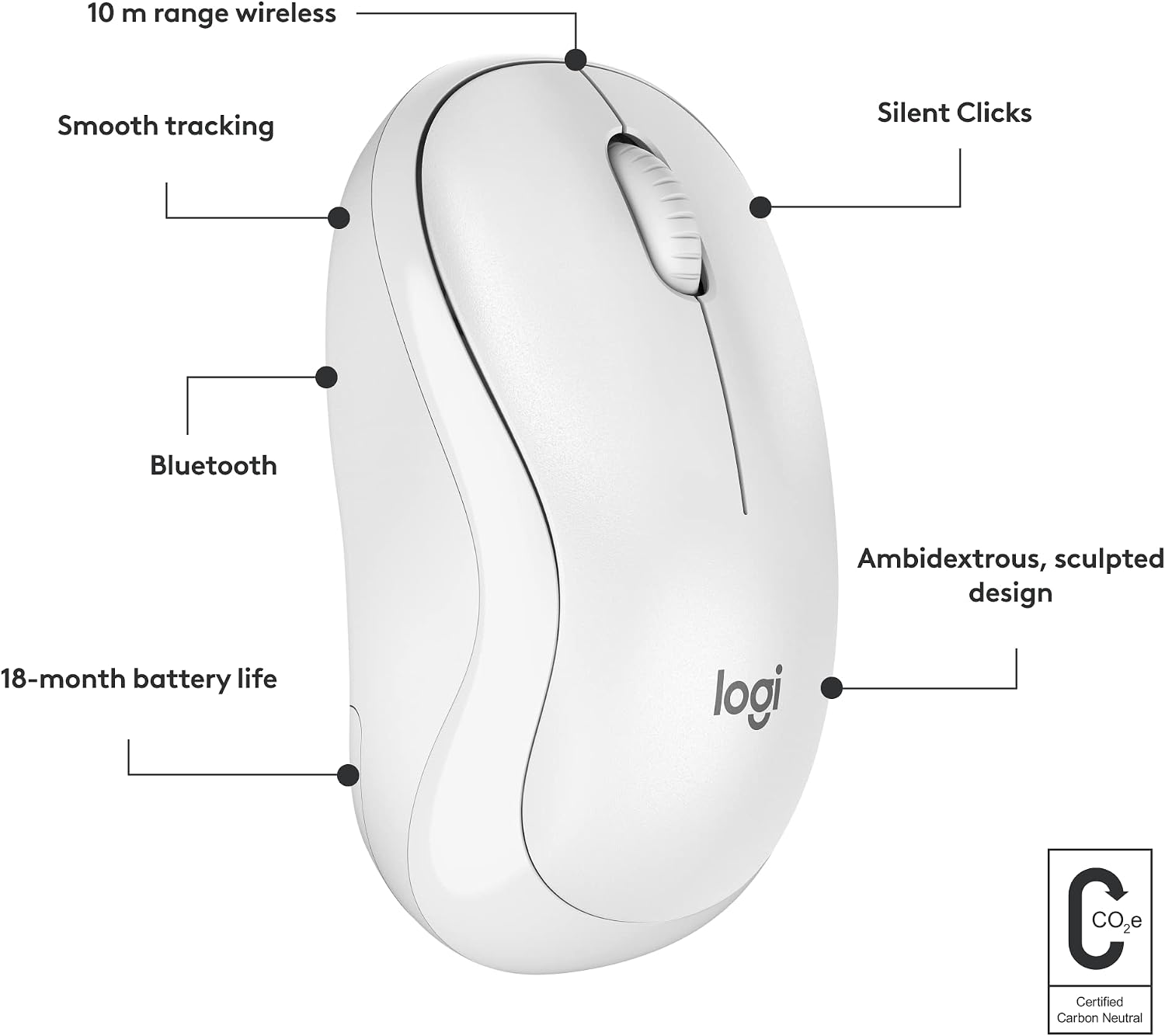 Logitech M240 Silent Bluetooth Mouse, Graphite