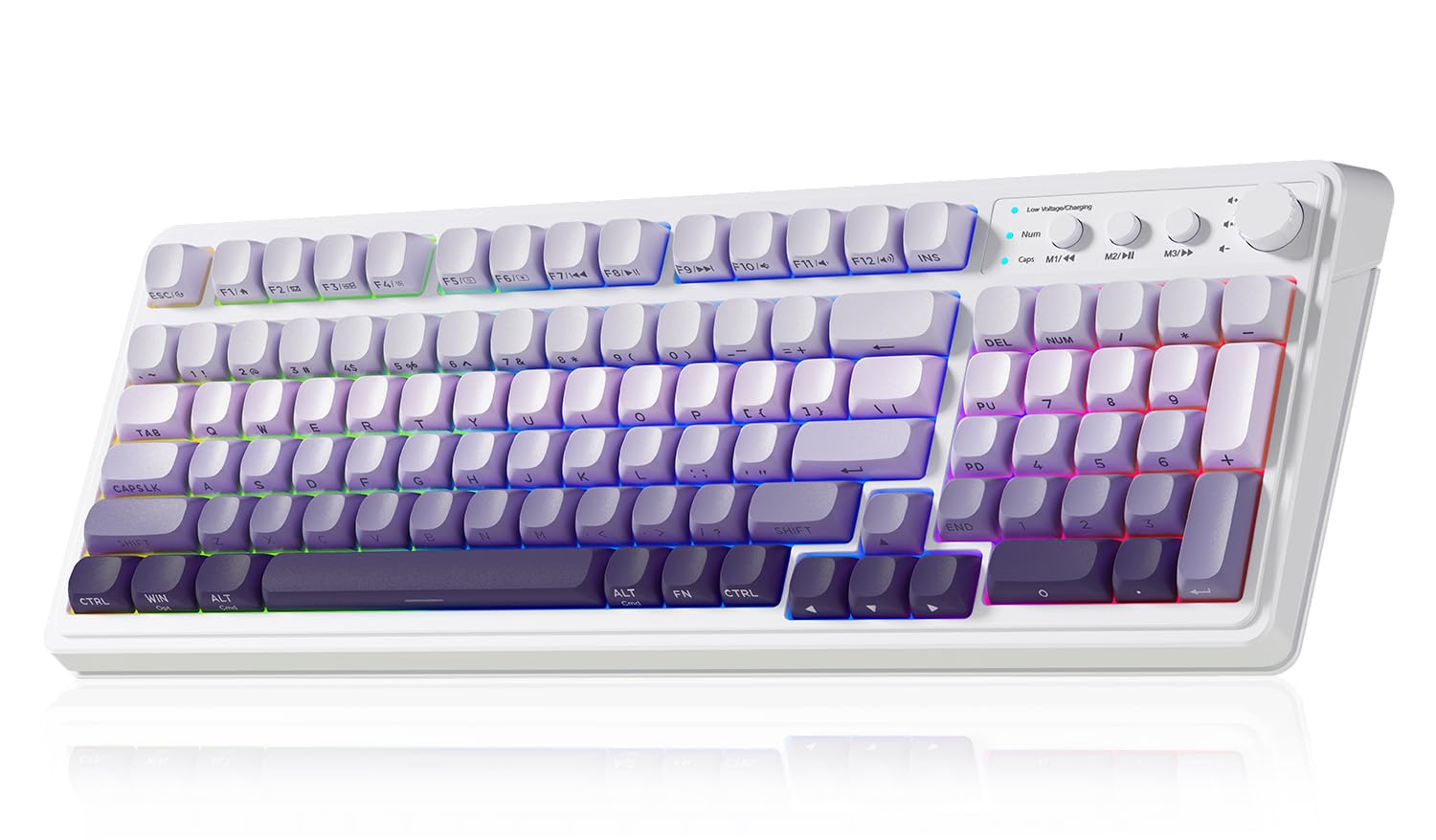AULA 99 Key Keyboard, Wireless Gaming Keyboard Bluetooth Computer Keyboards Creamy Cute with Number Pad RGB Backlit Tri-Mode BT/2.4GHz/USB-C - Pink - Flex Gamingproduct_type