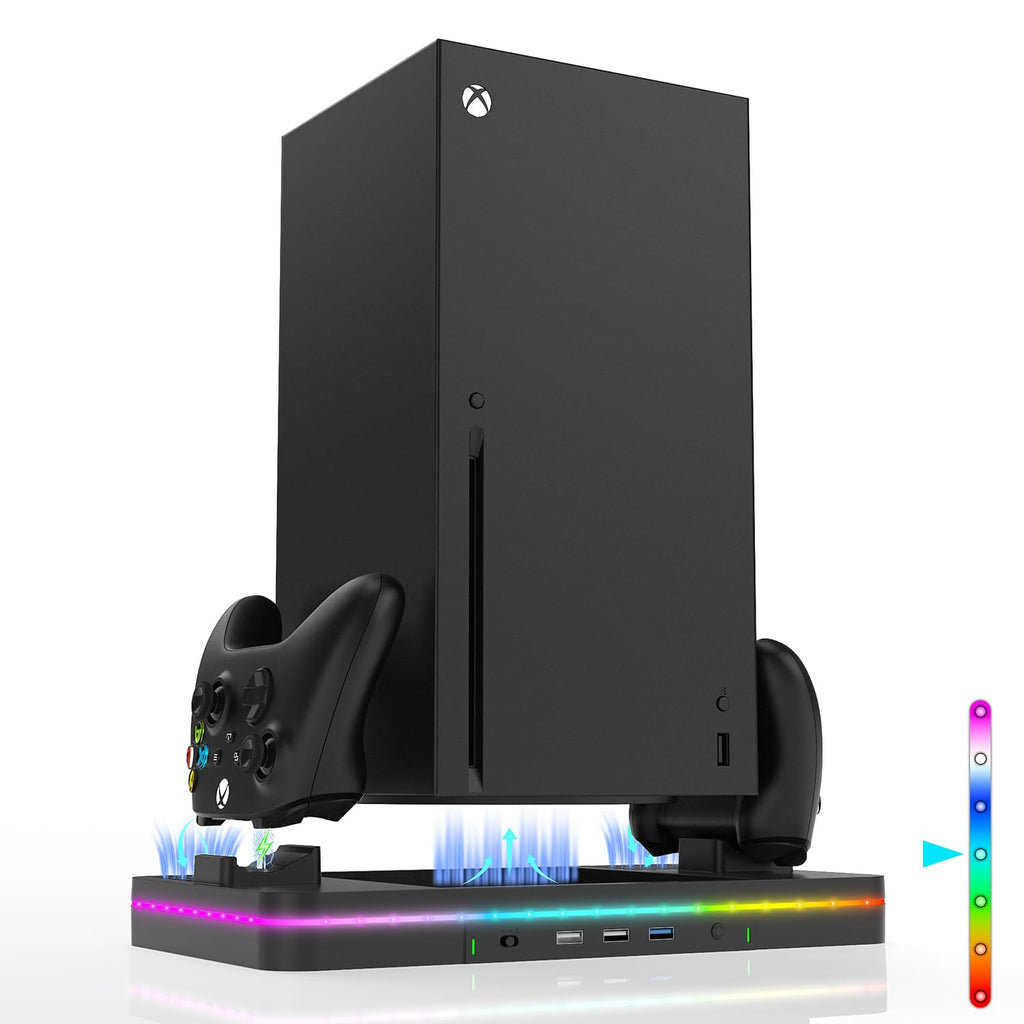 Charging Stand with Cooling Fan, CODOGOY Vertical Stand Compatible with Xbox Series X/S Console and Controller, Vertical Dual Controller Charger Station Dock Accessories with 3 USB Ports,Black - Flex Gamingproduct_type