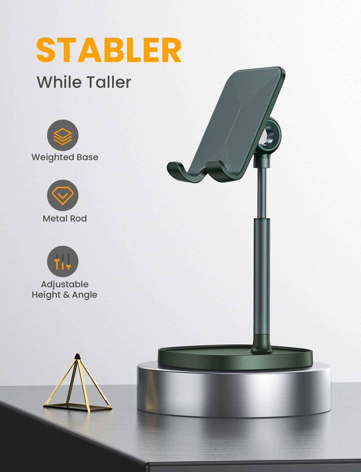 LISEN Cell Phone Stand Phone Holder for Desk Office Decor, Office Desk Accessories Women PC Gaming Essentials iPhone Stand Gadgets Men Gift for Father Fit OtterBox Case Switch iPad Air Tablet 4-10 in - Flex Gamingproduct_type