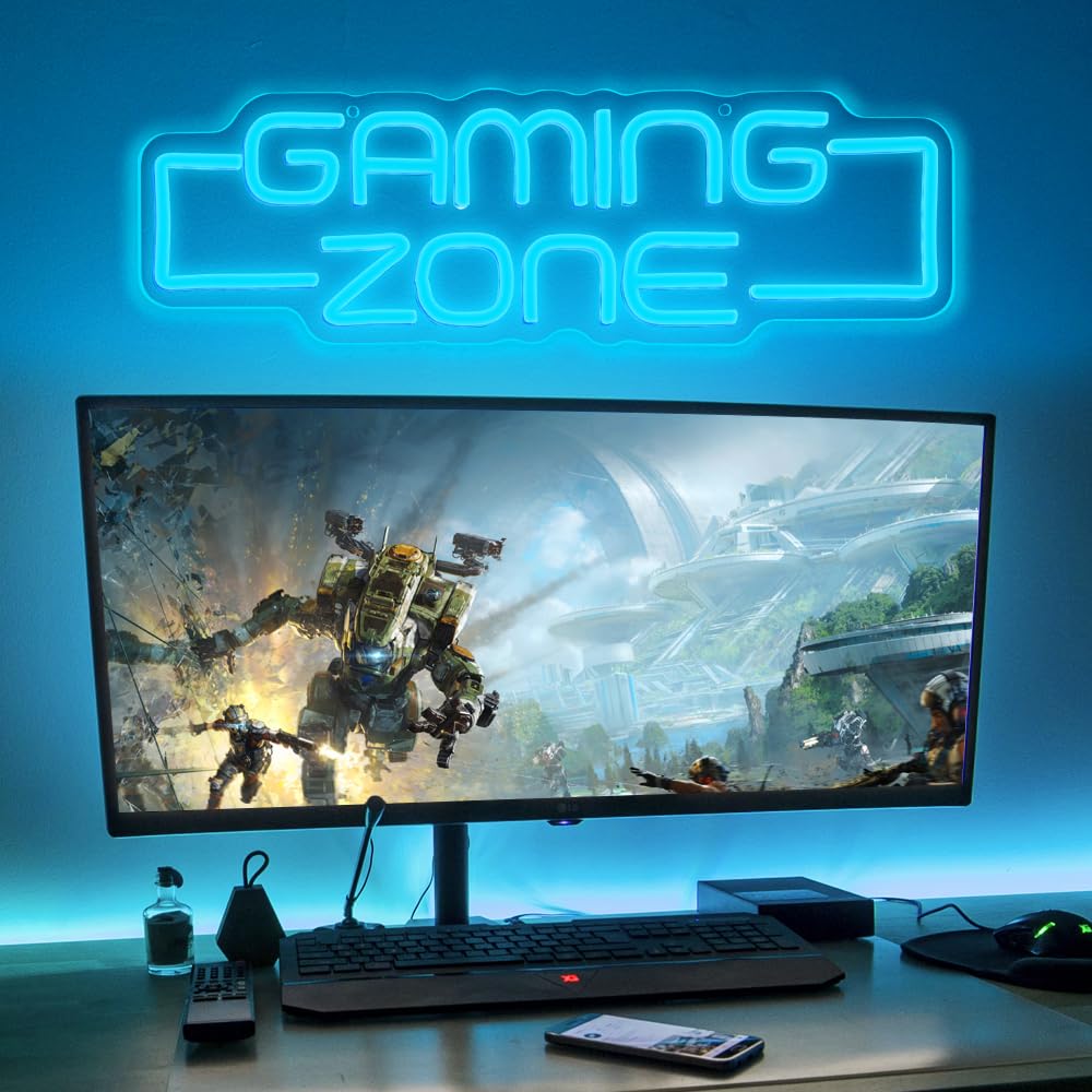 Gaming Zone Neon Sign,Game Zone Neon Sign for Teens Gamer Room Decor，Gaming Light Neon Sign for Gaming Wall Decor，Led Neon Gaming Sign for Gamer Gifts Boys - Flex Gamingproduct_type