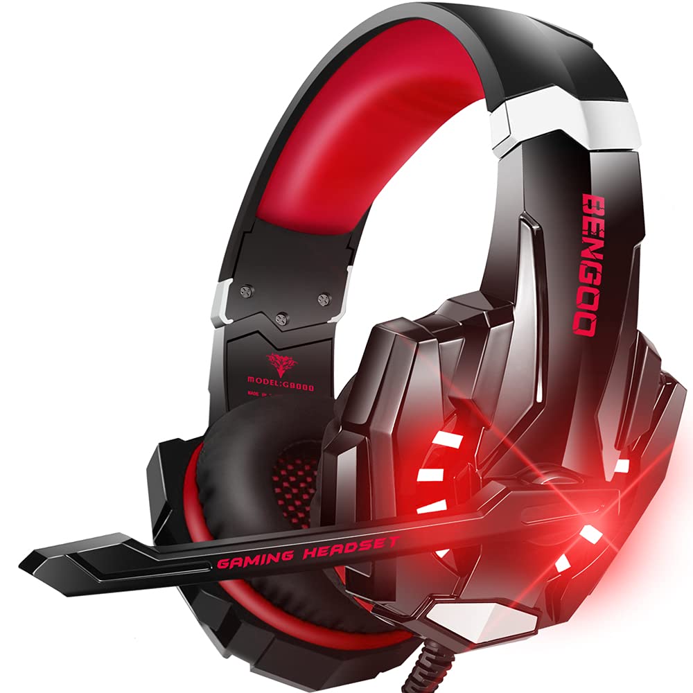 BENGOO G9000 Stereo Gaming Headset for PS4 PC Xbox One PS5 Controller, Noise Cancelling Over Ear Headphones with Mic, LED Light, 7.1 Surround Sound, Soft Memory Earmuffs for Nintendo Xbox Series X|S - Flex Gamingproduct_type