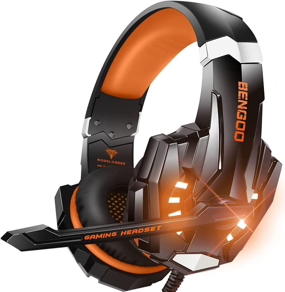 BENGOO G9000 Stereo Gaming Headset for PS4 PC Xbox One PS5 Controller, Noise Cancelling Over Ear Headphones with Mic, LED Light, 7.1 Surround Sound, Soft Memory Earmuffs for Nintendo Xbox Series X|S - Flex Gamingproduct_type