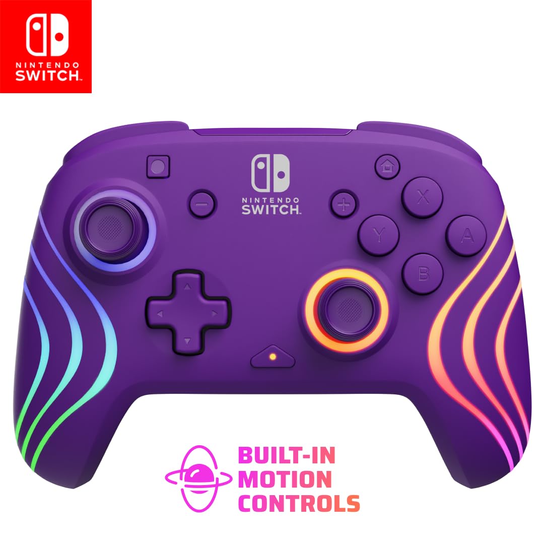 PDP Afterglow Wave Wireless RGB Gaming Controller for Nintendo Switch 2 | Nintendo Switch Lite, OLED, RGB LED Lighting, App Customization, Rechargeable 20-Hr Battery, 2 Mappable Back Buttons, White - Flex Gamingproduct_type