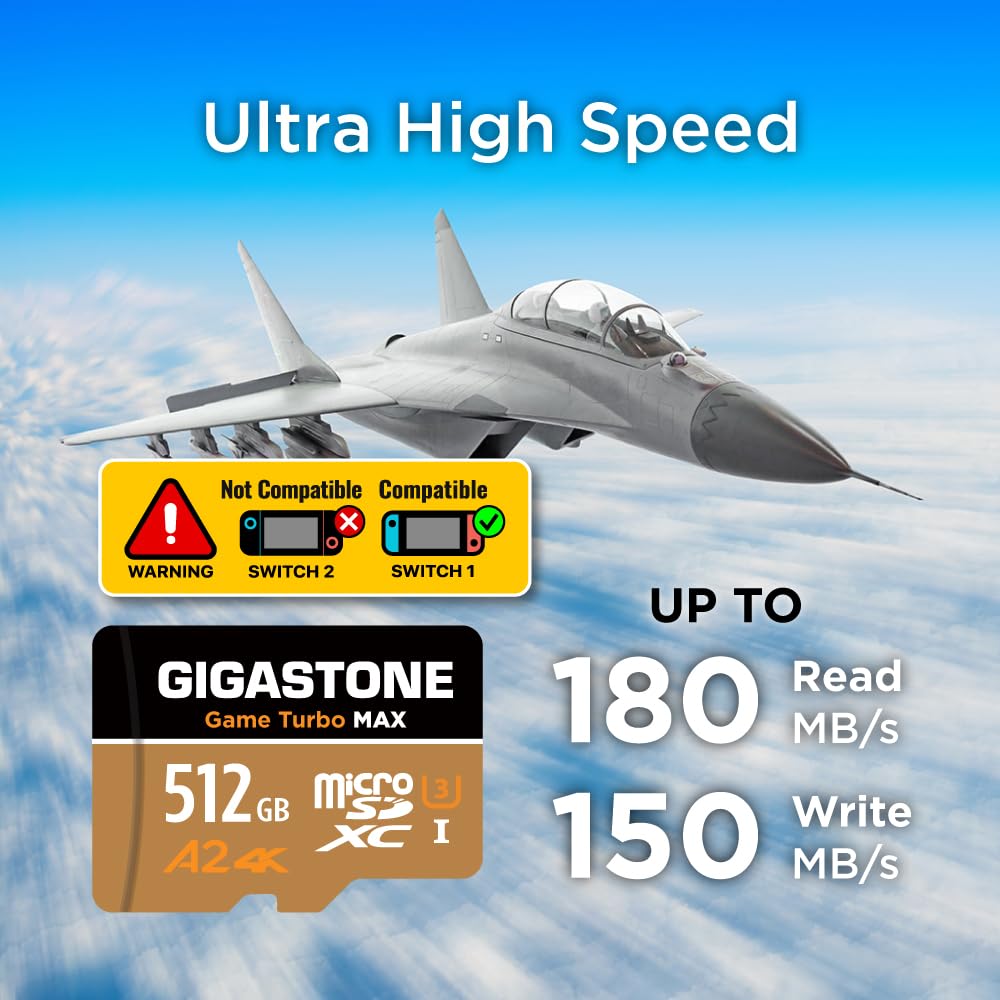 【Designed for Switch 2】 GIGASTONE 512GB microSD Express R/W 880/650MB/s SDXC Memory Card SD 2.0 3.0 5.0 7.1 UHS-I UHS-II, Action Camera Drone, V30 U3, SD Adapter 【5-Years Data Recovery】 - Flex Gamingproduct_type
