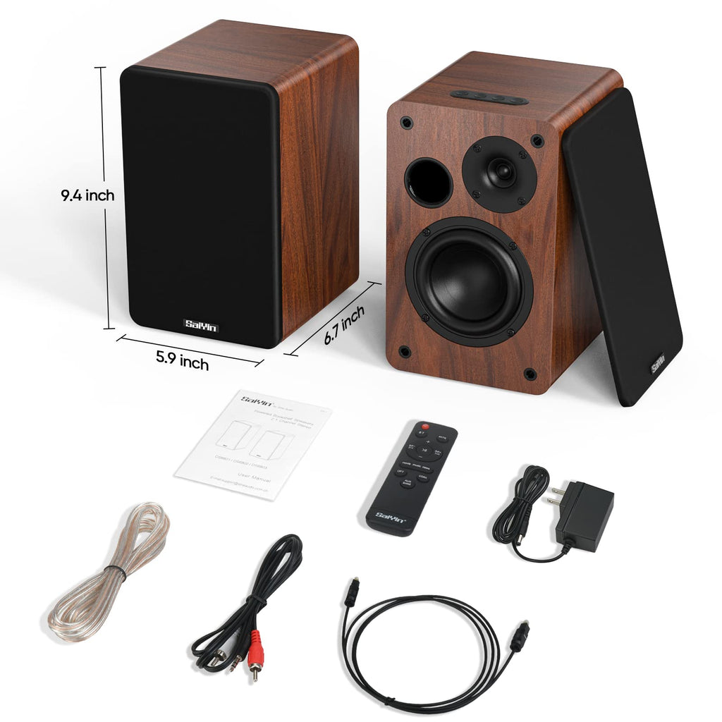 Saiyin Powered Bluetooth Bookshelf Speakers | 30W*2, 3.75 Inches Woofer, Bluetooth/Optical/Auxiliary/RCA Inputs, TV/Turntable/Record Player/Computer/PC - Flex Gamingproduct_type