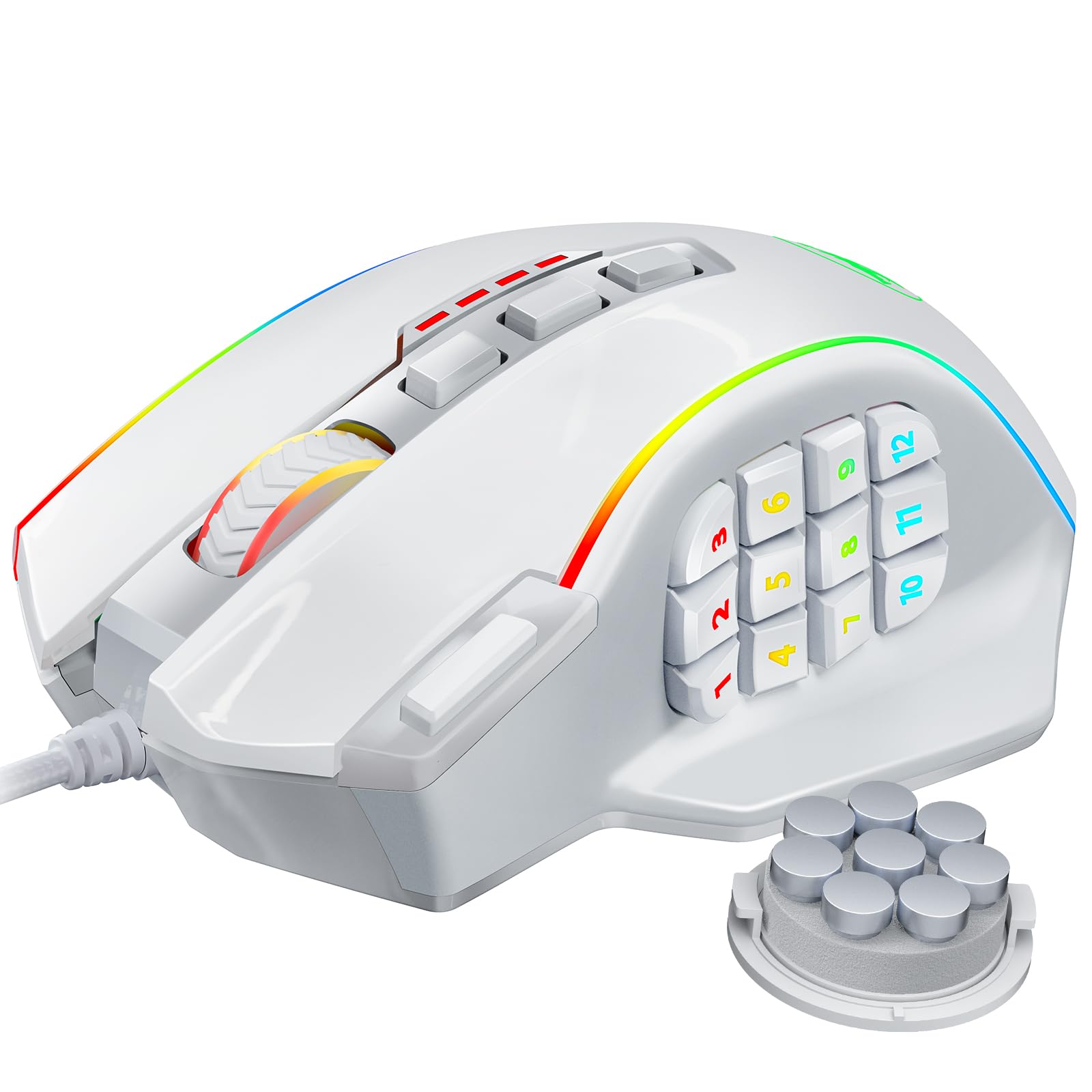 Redragon Gaming Mouse, MMO Mouse Gaming UP 12400 DPI, 19 Macro Programmable Buttons, RGB Mouse with 12 Side Buttons, 8 * 2.4g Weight Tuning for PC Laptop MOBA FPS, M901K, Black - Flex Gamingproduct_type