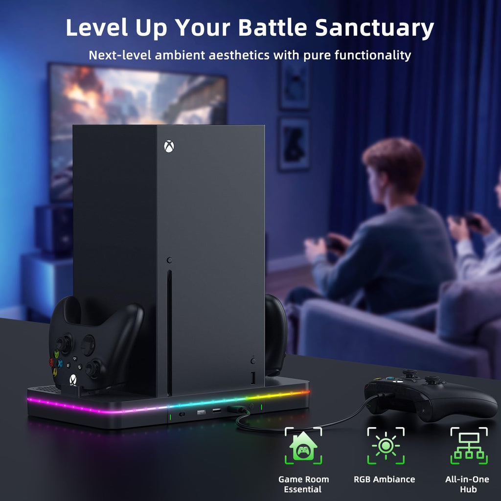 Charging Stand with Cooling Fan, CODOGOY Vertical Stand Compatible with Xbox Series X/S Console and Controller, Vertical Dual Controller Charger Station Dock Accessories with 3 USB Ports,Black - Flex Gamingproduct_type