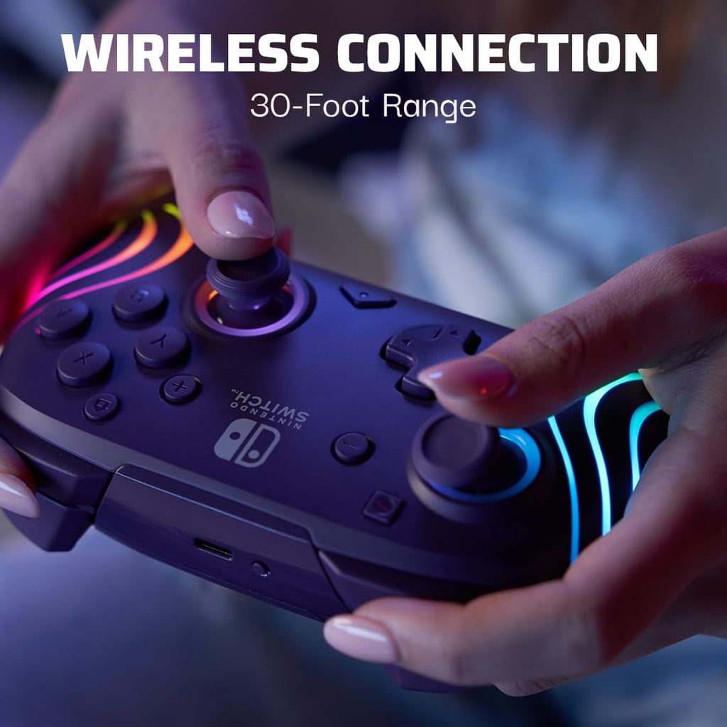 PDP Afterglow Wave Wireless RGB Gaming Controller for Nintendo Switch 2 | Nintendo Switch Lite, OLED, RGB LED Lighting, App Customization, Rechargeable 20-Hr Battery, 2 Mappable Back Buttons, White - Flex Gamingproduct_type