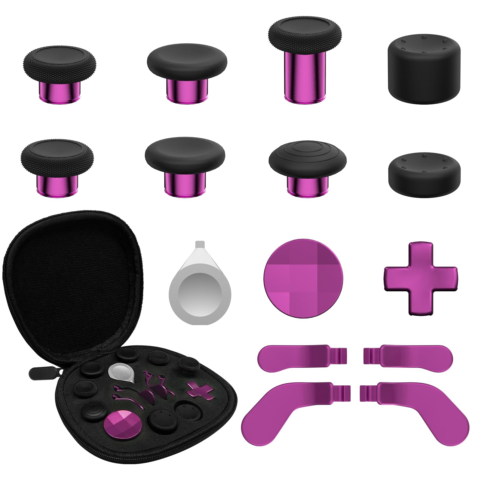 CHARM FOCUS 16-in-1 Metal Thumbsticks Replacement Kits for Xbox Elite Series 2, Xbox Elite 2 Controller Accessories, Includes Magnetic Joysticks, Paddles, Silicone Caps, D-Pads, 1 Tool (Volcano Red) - Flex Gamingproduct_type