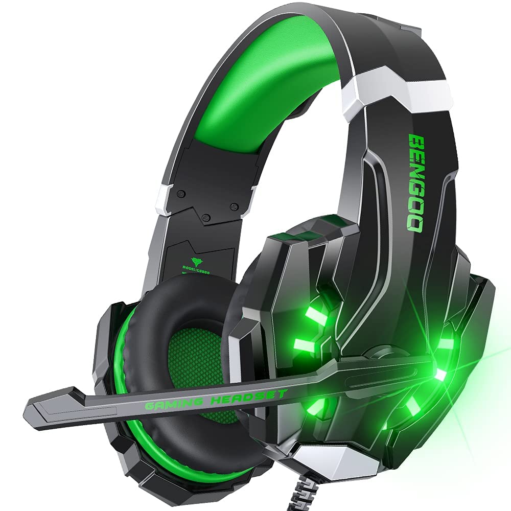 BENGOO G9000 Stereo Gaming Headset for PS4 PC Xbox One PS5 Controller, Noise Cancelling Over Ear Headphones with Mic, LED Light, 7.1 Surround Sound, Soft Memory Earmuffs for Nintendo Xbox Series X|S - Flex Gamingproduct_type