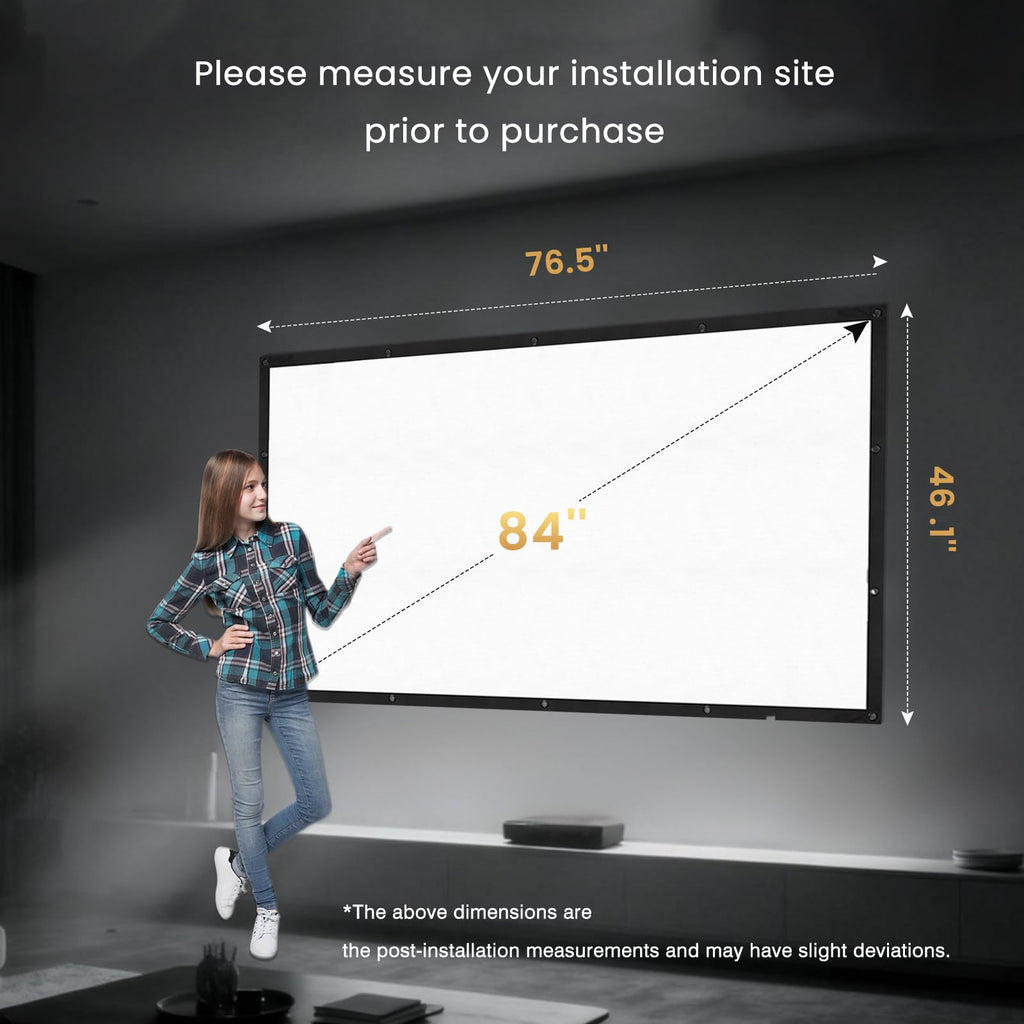 120 inch Projector Screen Upgraded- Black Backing, Straight Edges, Foldable, Washable and Wrinkle-Free - for Indoor Home Theater and Outdoor Cinema -White 16:9 by IOLIEO - Flex Gamingproduct_type