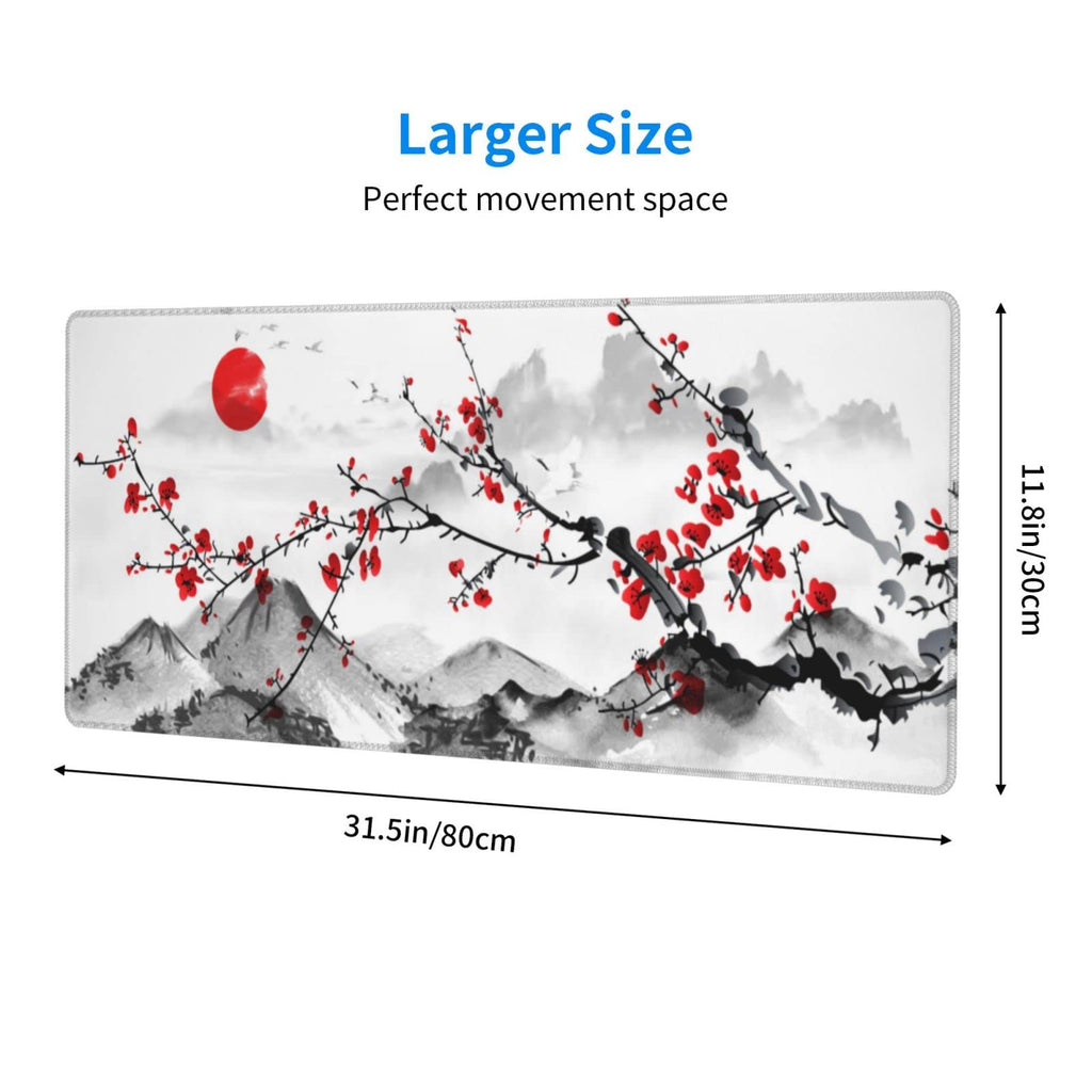 White Ukiyo-e Style Sports Car Large Gaming Mouse Pad Desktop Mat 31.5x11.8 Inch - Non-Slip Rubber Base - for Gamers - Perfect for Gamers & PC Enthusiasts - Flex Gamingproduct_type