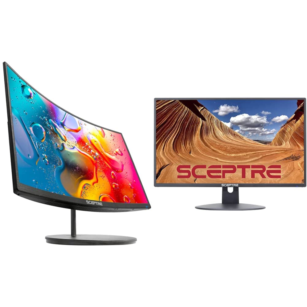 Sceptre Curved 27-inch Prime Monitor up to 100Hz 1080p, HDMI x2, VGA, 99% sRGB, Built-in Speakers, R1500, Machine Black 2025 (C275W-1920RN Series) - Flex Gamingproduct_type
