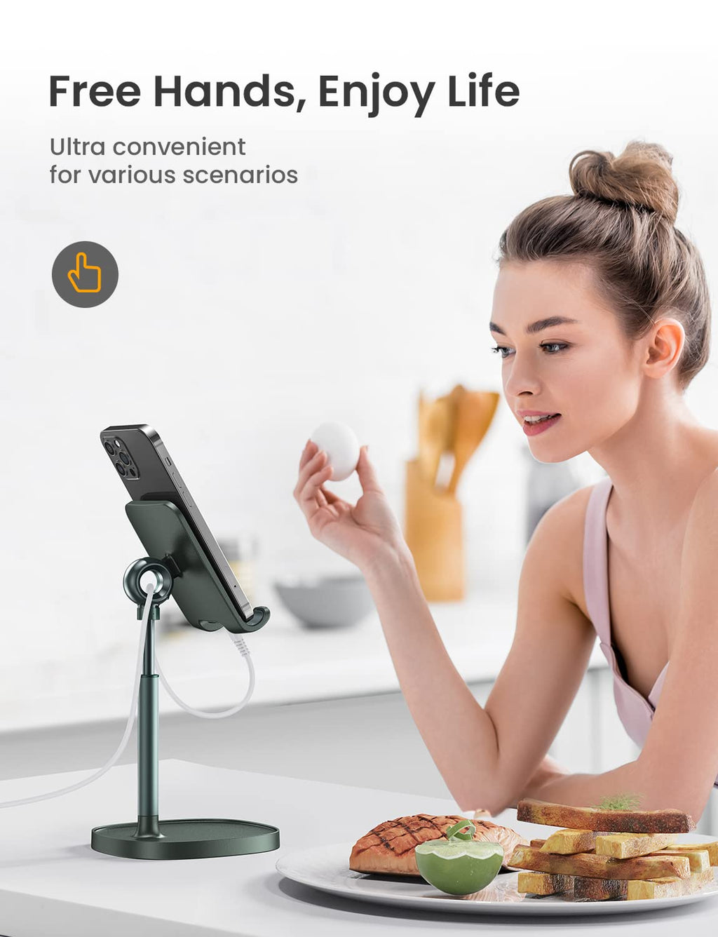 LISEN Cell Phone Stand Phone Holder for Desk Office Decor, Office Desk Accessories Women PC Gaming Essentials iPhone Stand Gadgets Men Gift for Father Fit OtterBox Case Switch iPad Air Tablet 4-10 in - Flex Gamingproduct_type