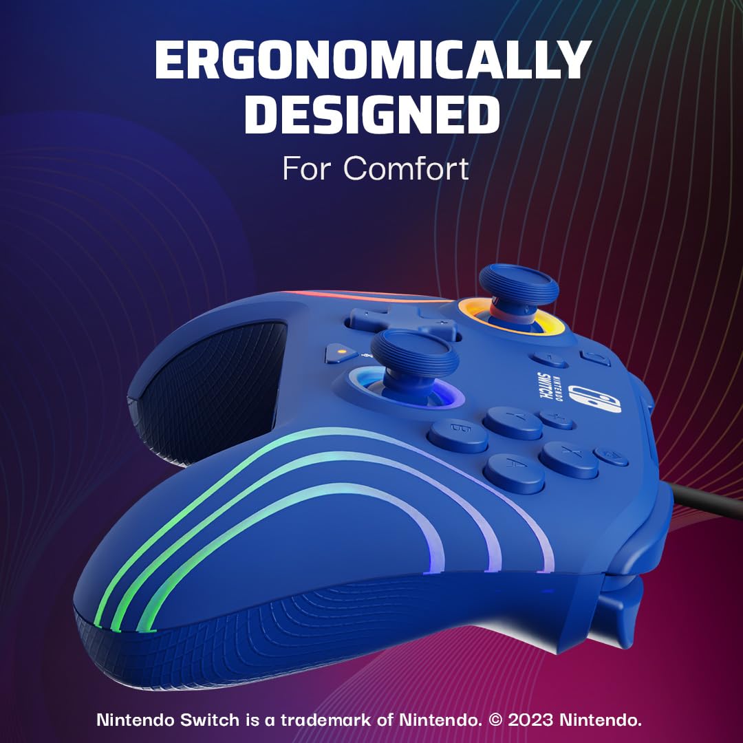 PDP Afterglow Wave Wireless RGB Gaming Controller for Nintendo Switch 2 | Nintendo Switch Lite, OLED, RGB LED Lighting, App Customization, Rechargeable 20-Hr Battery, 2 Mappable Back Buttons, White - Flex Gamingproduct_type