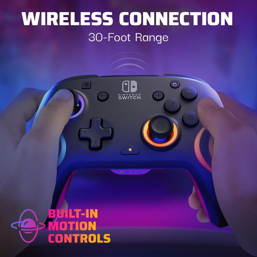 PDP Afterglow Wave Wireless RGB Gaming Controller for Nintendo Switch 2 | Nintendo Switch Lite, OLED, RGB LED Lighting, App Customization, Rechargeable 20-Hr Battery, 2 Mappable Back Buttons, White - Flex Gamingproduct_type