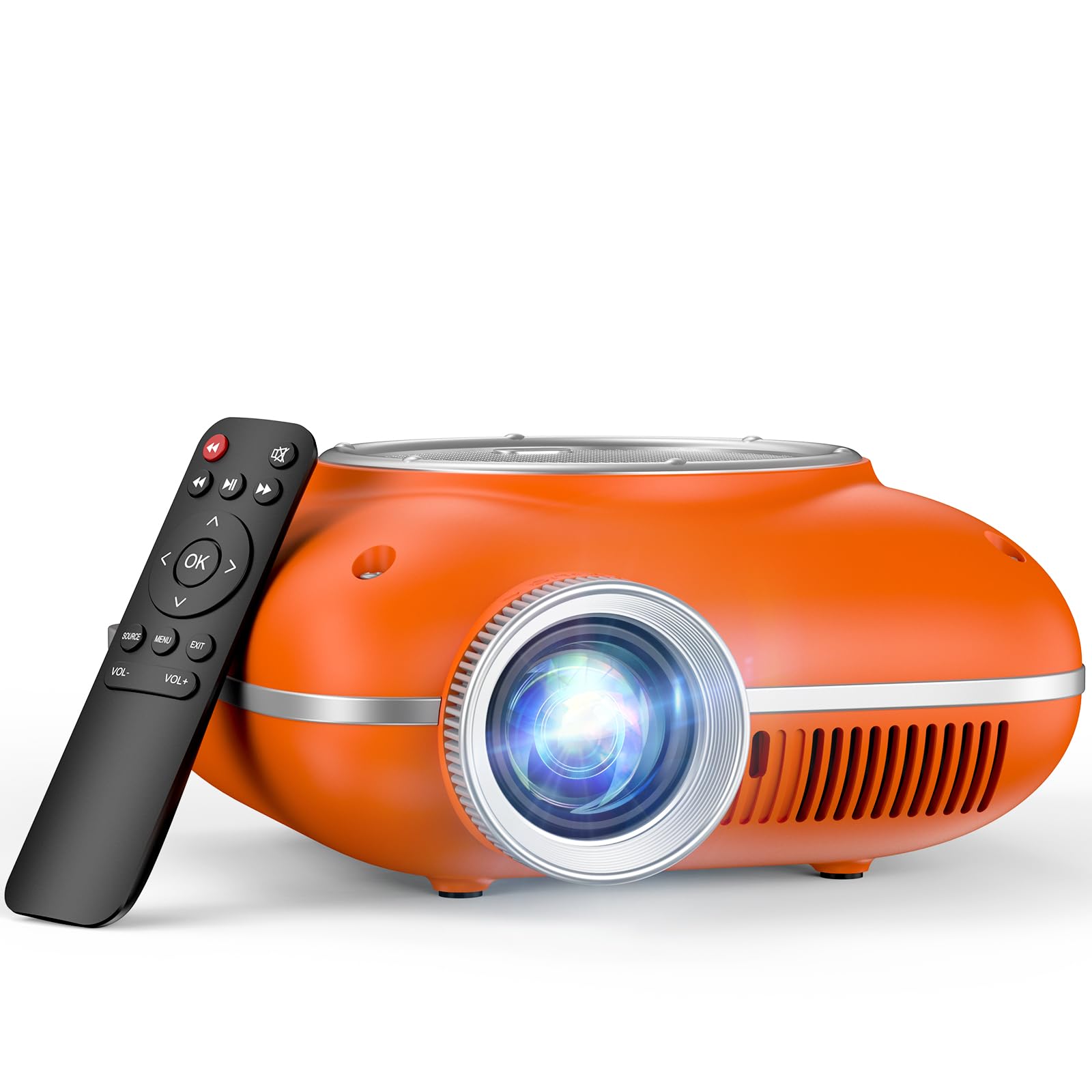 HOMPOW Mini Projector with Two -Way Bluetooth, Portable Projector for Home Theater Use, Support 1080P for Indoor/Outdoor, Movie Projector Compatible with HDMI, USB, Laptop, TV Stick(Orange)/Slide Film - Flex Gamingproduct_type