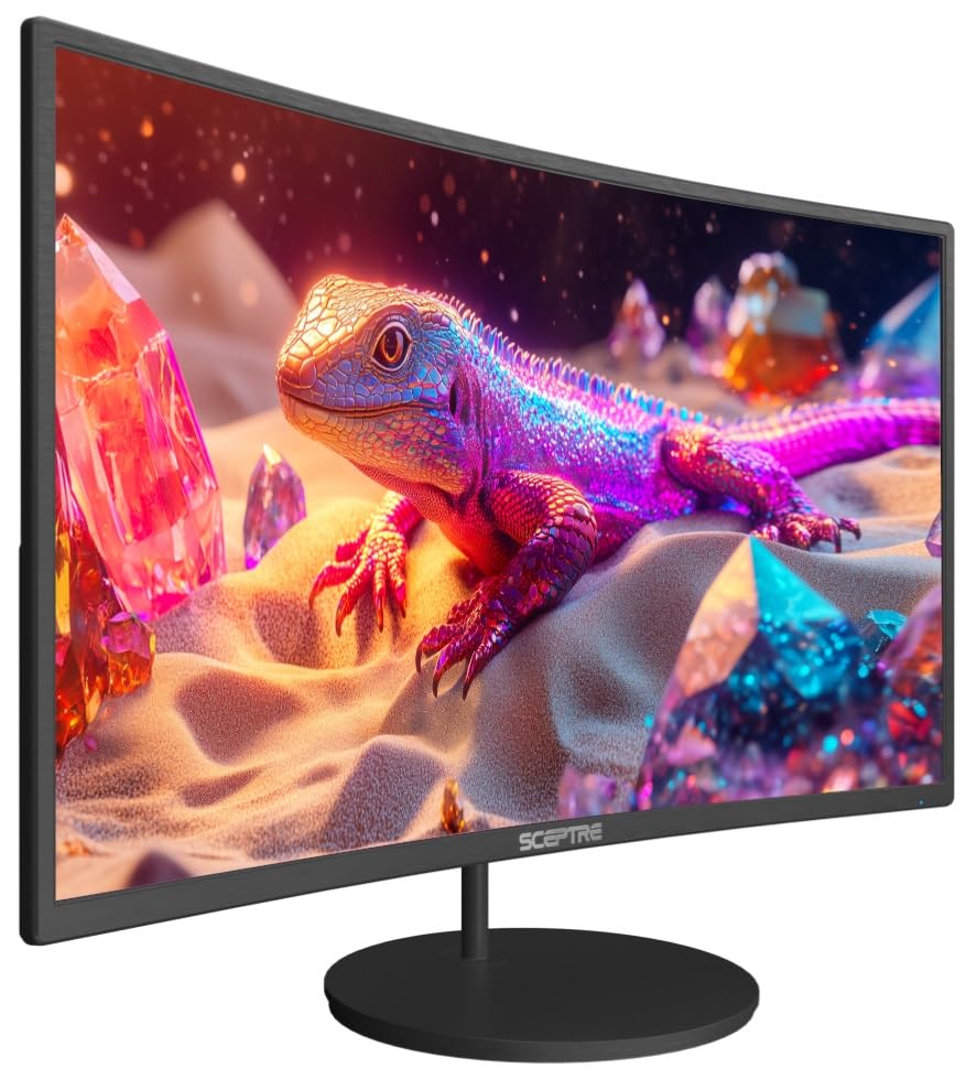 Sceptre Curved 27-inch Prime Monitor up to 100Hz 1080p, HDMI x2, VGA, 99% sRGB, Built-in Speakers, R1500, Machine Black 2025 (C275W-1920RN Series) - Flex Gamingproduct_type