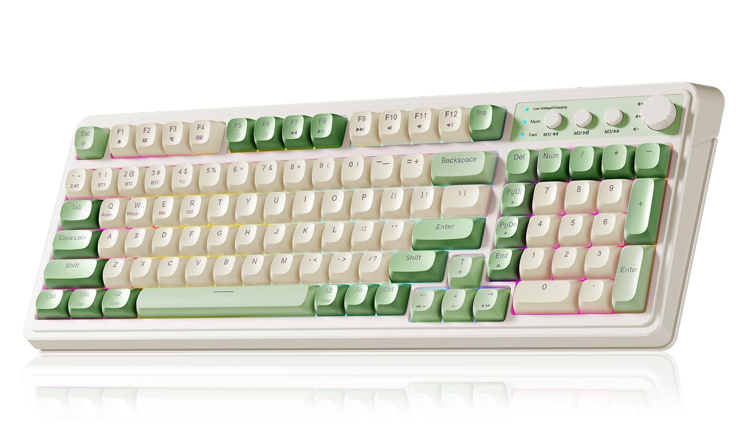 AULA 99 Key Keyboard, Wireless Gaming Keyboard Bluetooth Computer Keyboards Creamy Cute with Number Pad RGB Backlit Tri-Mode BT/2.4GHz/USB-C - Pink - Flex Gamingproduct_type
