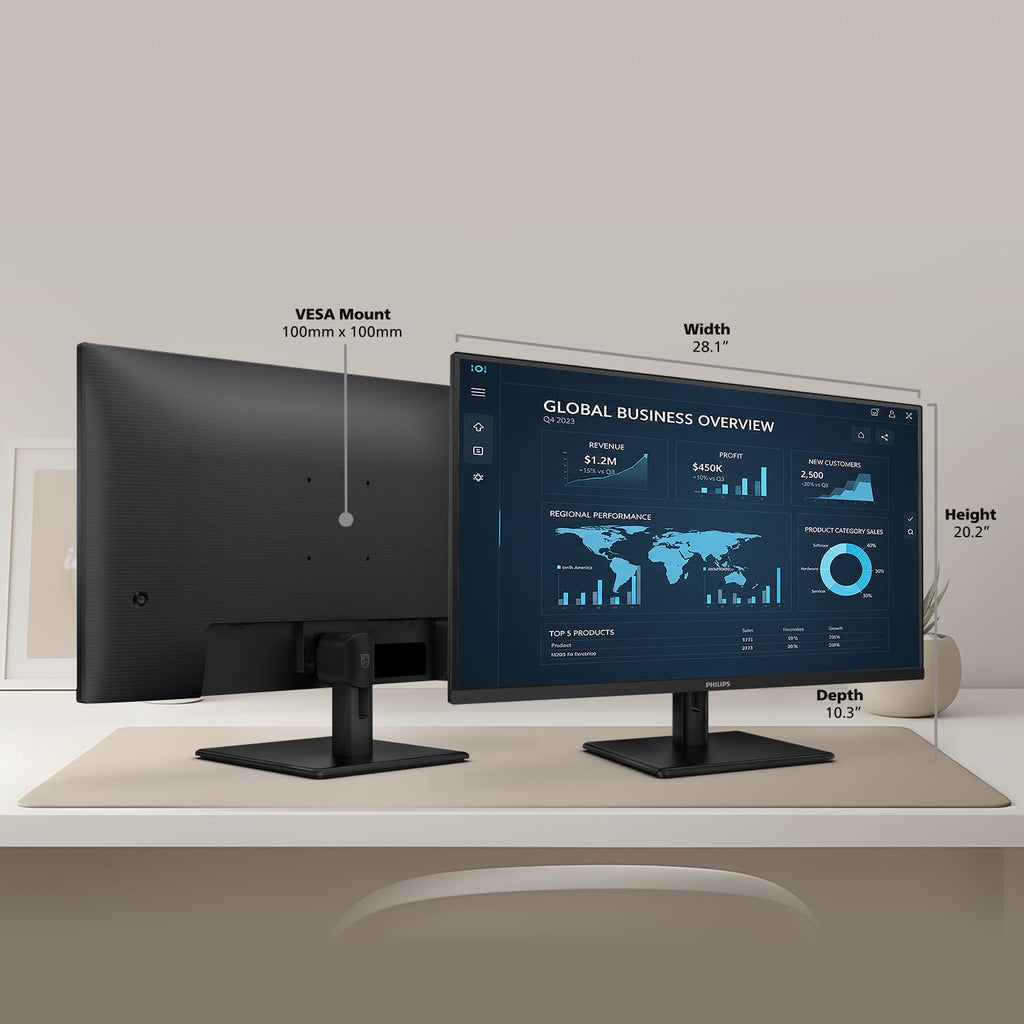 Philips 24 inch 100Hz Computer Monitor, Frameless Full HD (1920 x 1080), VESA, HDMI x1, VGA Port x1, Eye Care, 4 Year Advance Replacement Warranty, 241V8LB - Flex Gamingproduct_type