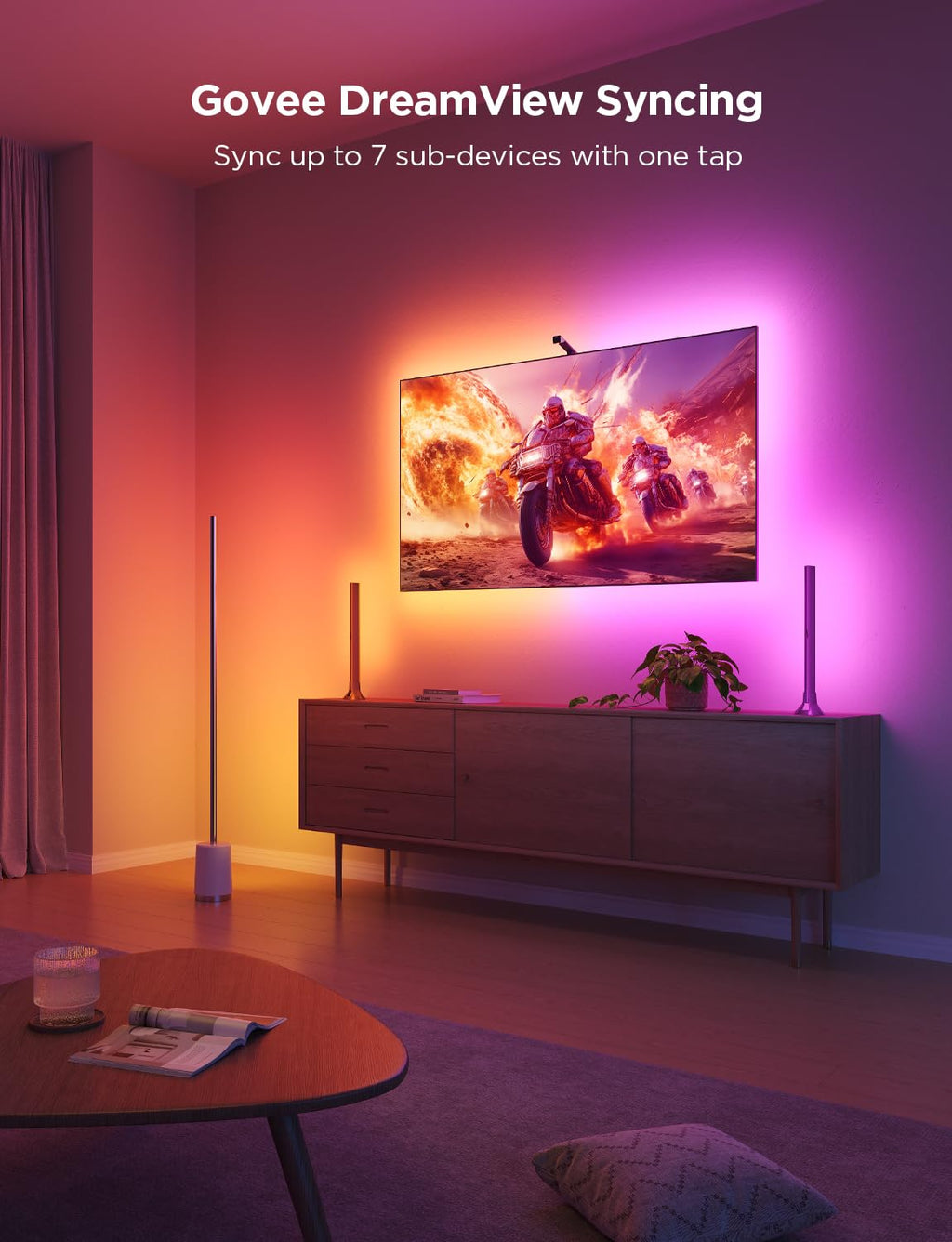 Govee TV Backlight 3 Lite with Fish-Eye Correction Function Sync to 75-85 Inch TVs, 16.4ft RGBICW Wi-Fi LED Strip Lights with Camera, 4 Colors in 1 Lamp Bead, Voice and APP Control, Adapter - Flex Gamingproduct_type