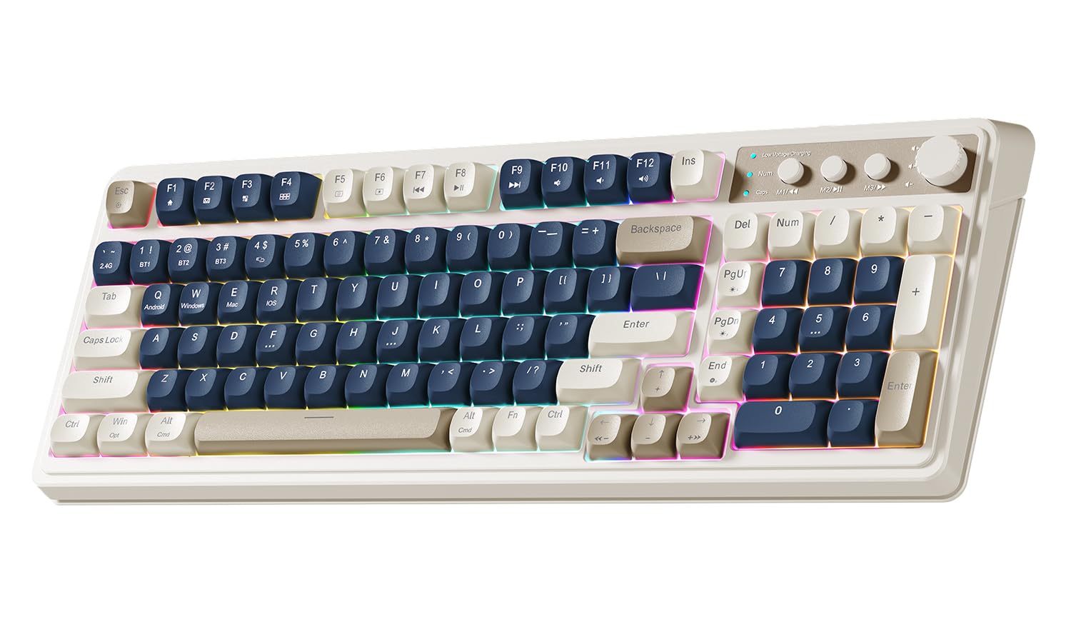 AULA 99 Key Keyboard, Wireless Gaming Keyboard Bluetooth Computer Keyboards Creamy Cute with Number Pad RGB Backlit Tri-Mode BT/2.4GHz/USB-C - Pink - Flex Gamingproduct_type