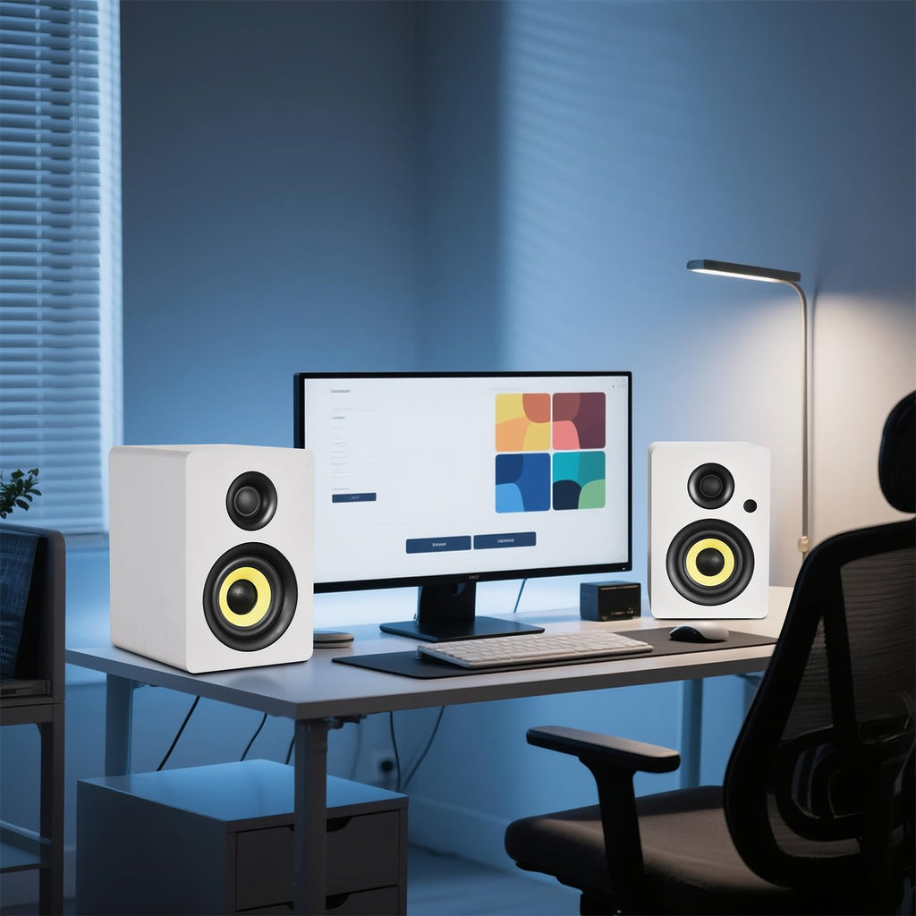 Sanyun SW208 3" Active Bluetooth 5.0 Bookshelf Speakers – 60W Carbon Fiber Speaker Unit - Built-in 24bit DAC - Dynamic 3D Surround Sound – 2.0 Computer PC Monitor Gaming Speakers (Pair, Black) - Flex Gamingproduct_type