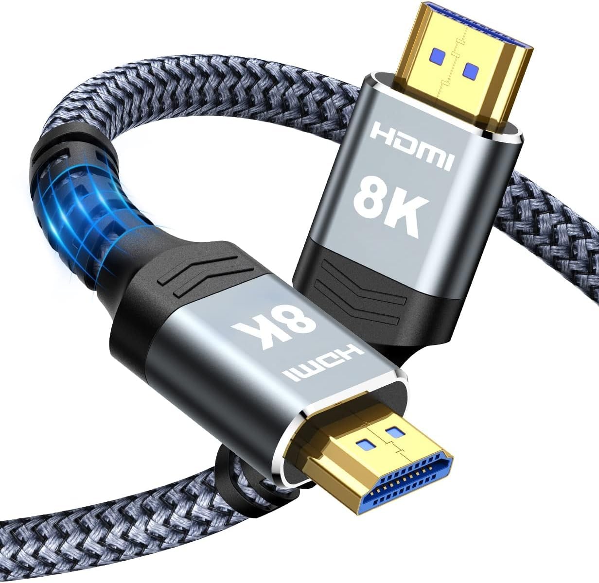 Highwings 8K 10K 4K HDMI Cable 48Gbps 6.6FT/2M, Certified Ultra High Speed 2.1 HDMI Cable Braided Cord-4K@120Hz 8K@60Hz, DTS:X, HDCP 2.2 & 2.3, HDR 10 Compatible with DVD Player/PS5/HDTV/Blu-ray - Flex Gamingproduct_type