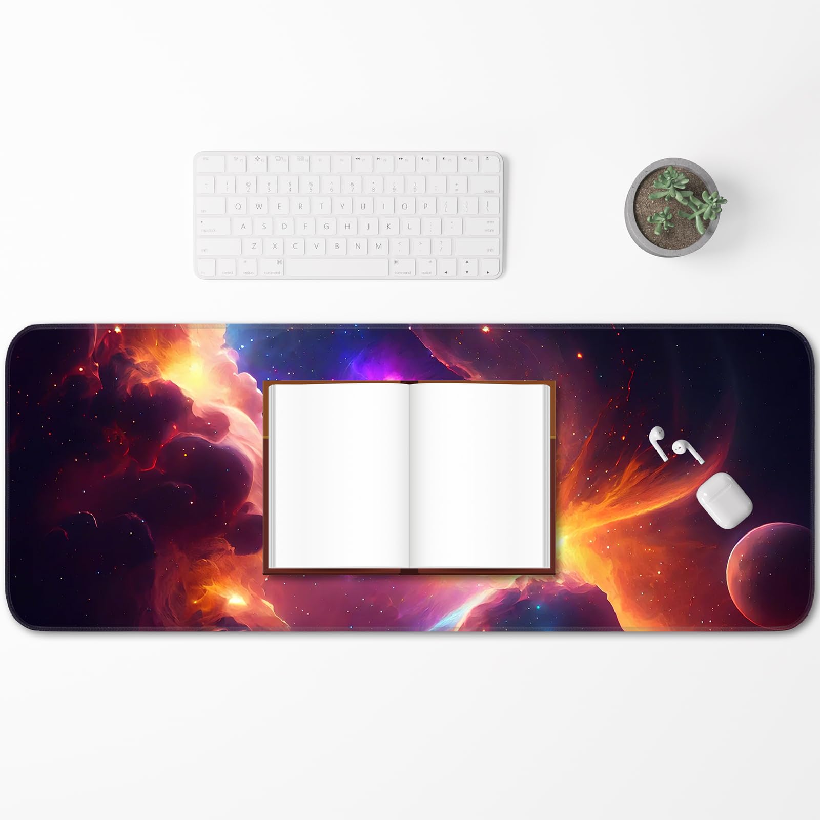 Japanese Dark Red Moon Gaming Mouse Pad, Extended Mouse Pad with Non-Slip Base, Full Keyboard Pad with Stitched Edges, Large Desk Pad for Gaming, Office, Home 31.5 x 11.8 Inch - Flex Gamingproduct_type