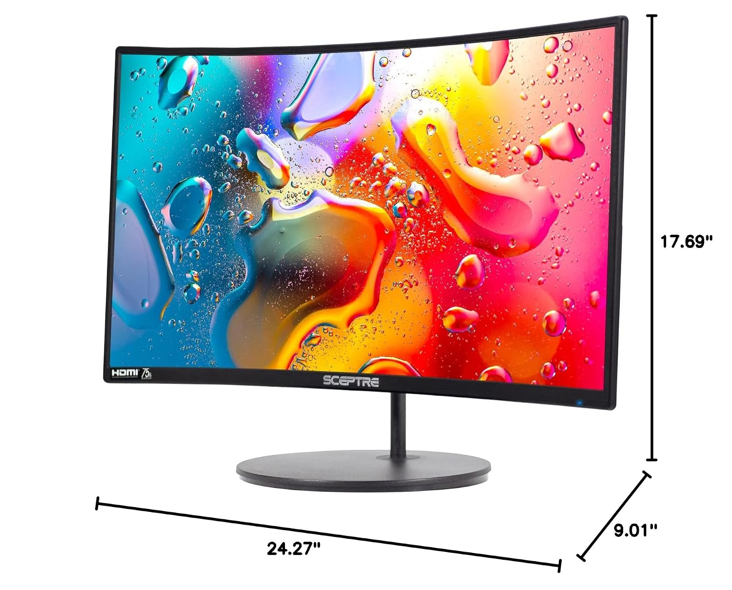 Sceptre Curved 27-inch Prime Monitor up to 100Hz 1080p, HDMI x2, VGA, 99% sRGB, Built-in Speakers, R1500, Machine Black 2025 (C275W-1920RN Series) - Flex Gamingproduct_type
