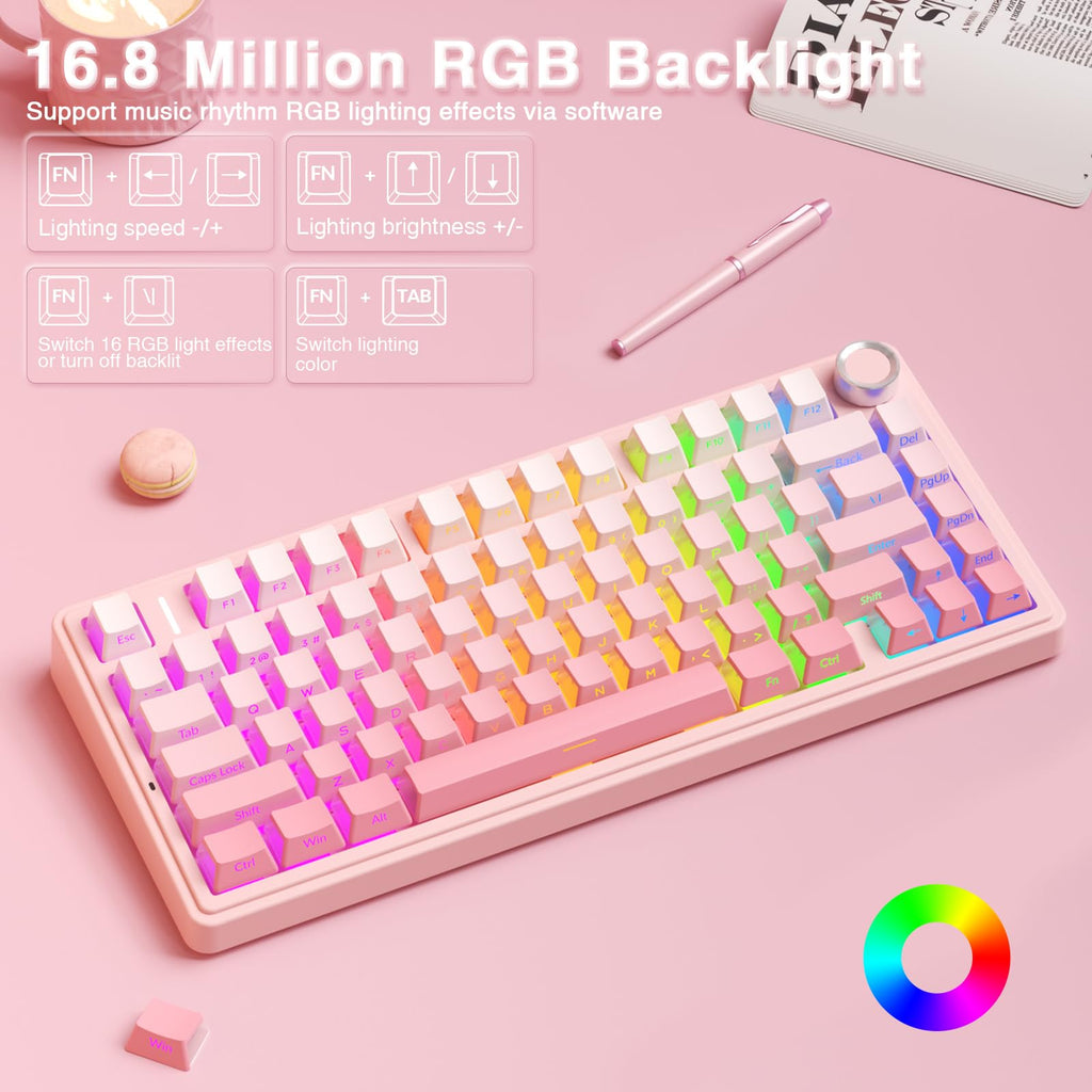 AULA F75 Pro Wireless Mechanical Keyboard,75% Hot Swappable Custom Keyboard with Knob,RGB Backlit,Pre-lubed Reaper Switches,Side Printed PBT Keycaps,2.4GHz/USB-C/BT5.0 Mechanical Gaming Keyboards - Flex Gamingproduct_type