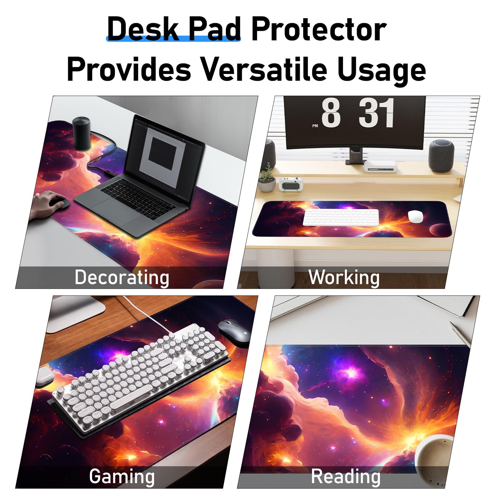 Japanese Dark Red Moon Gaming Mouse Pad, Extended Mouse Pad with Non-Slip Base, Full Keyboard Pad with Stitched Edges, Large Desk Pad for Gaming, Office, Home 31.5 x 11.8 Inch - Flex Gamingproduct_type