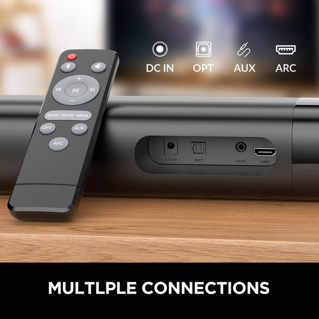 Sound Bar for Smart TV, Soundbar with Bluetooth/ARC/Opt/AUX Connect, Auto Volume Boost, 3 Equalizer Modes, 2 in 1 Detachable Soundbar for TV/PC/Gaming/Projectors - Flex Gamingproduct_type