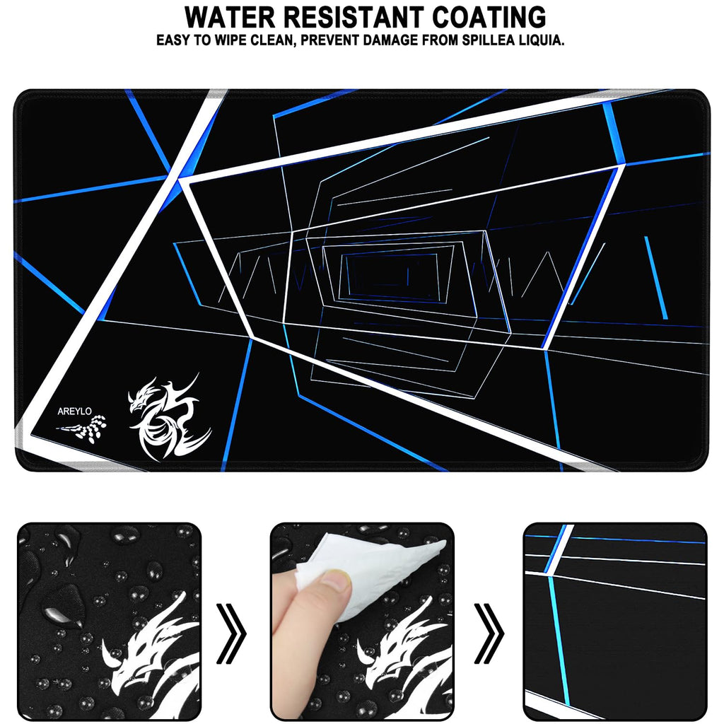 Large Gaming Mouse Pad, Waterproof Extra Large Mousepad with Stitched Edges, 31.5" x 15.7" Non-Slip Rubber Base Office Big Long Keyboard Pad for Office Gamer Home XXL, Black - Flex Gamingproduct_type