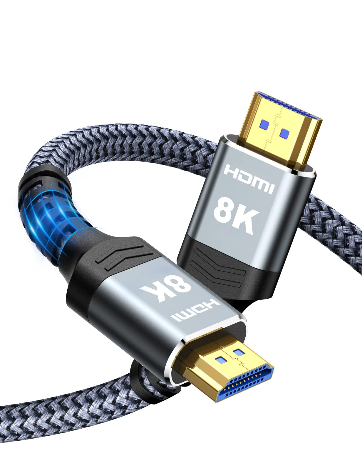 Highwings 8K 10K 4K HDMI Cable 48Gbps 6.6FT/2M, Certified Ultra High Speed 2.1 HDMI Cable Braided Cord-4K@120Hz 8K@60Hz, DTS:X, HDCP 2.2 & 2.3, HDR 10 Compatible with DVD Player/PS5/HDTV/Blu-ray - Flex Gamingproduct_type