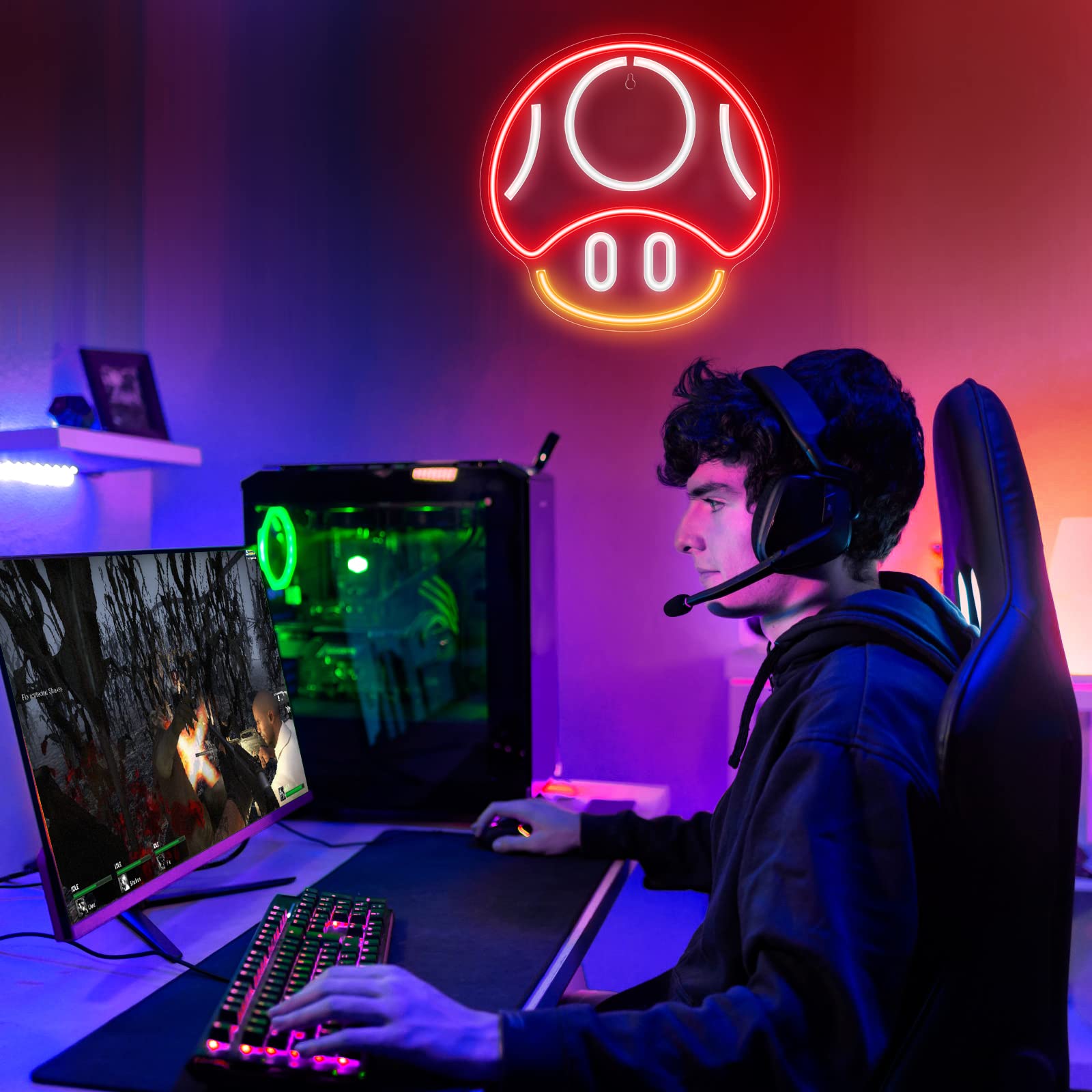 Kavaas Gamer Neon Sign, UV Printed Gaming Neon Sign for Gamer Room Decor - LED Video Game Neon Lights for Bedroom Boys, Gaming Wall decor - Best Gamer Gifts for Teenage Boys, Christmas - Flex Gamingproduct_type